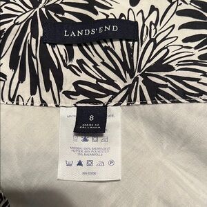 Lands' End Black and Cream Floral A Line skirt